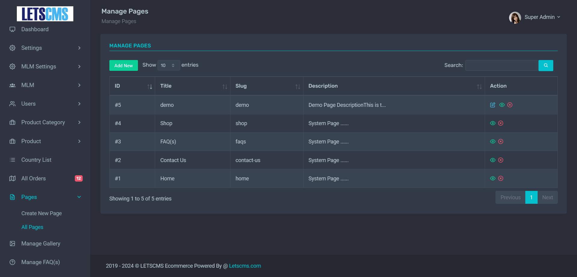 Unilevel mlm All Products Manage