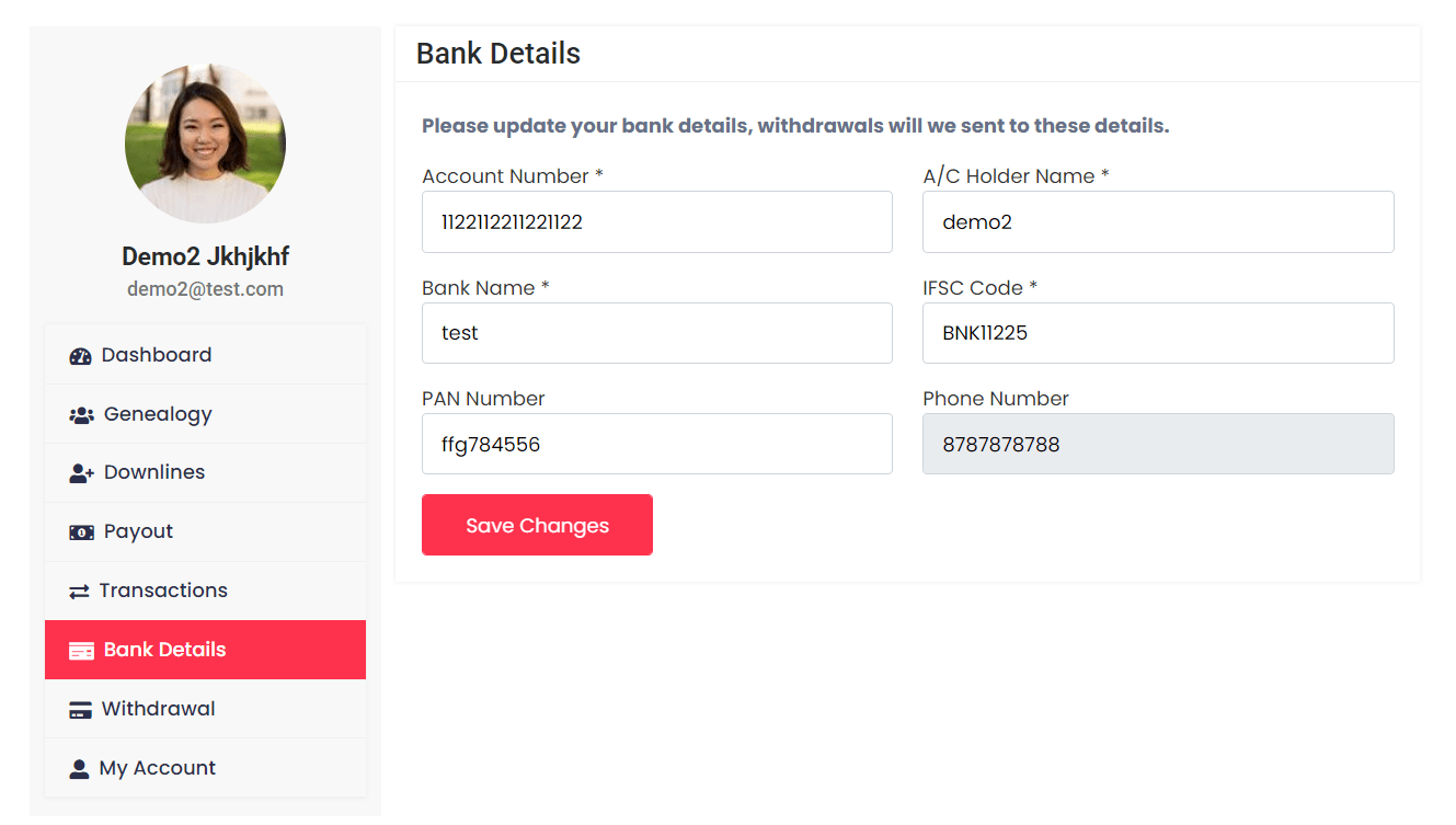 Unilevel mlm Bank Details