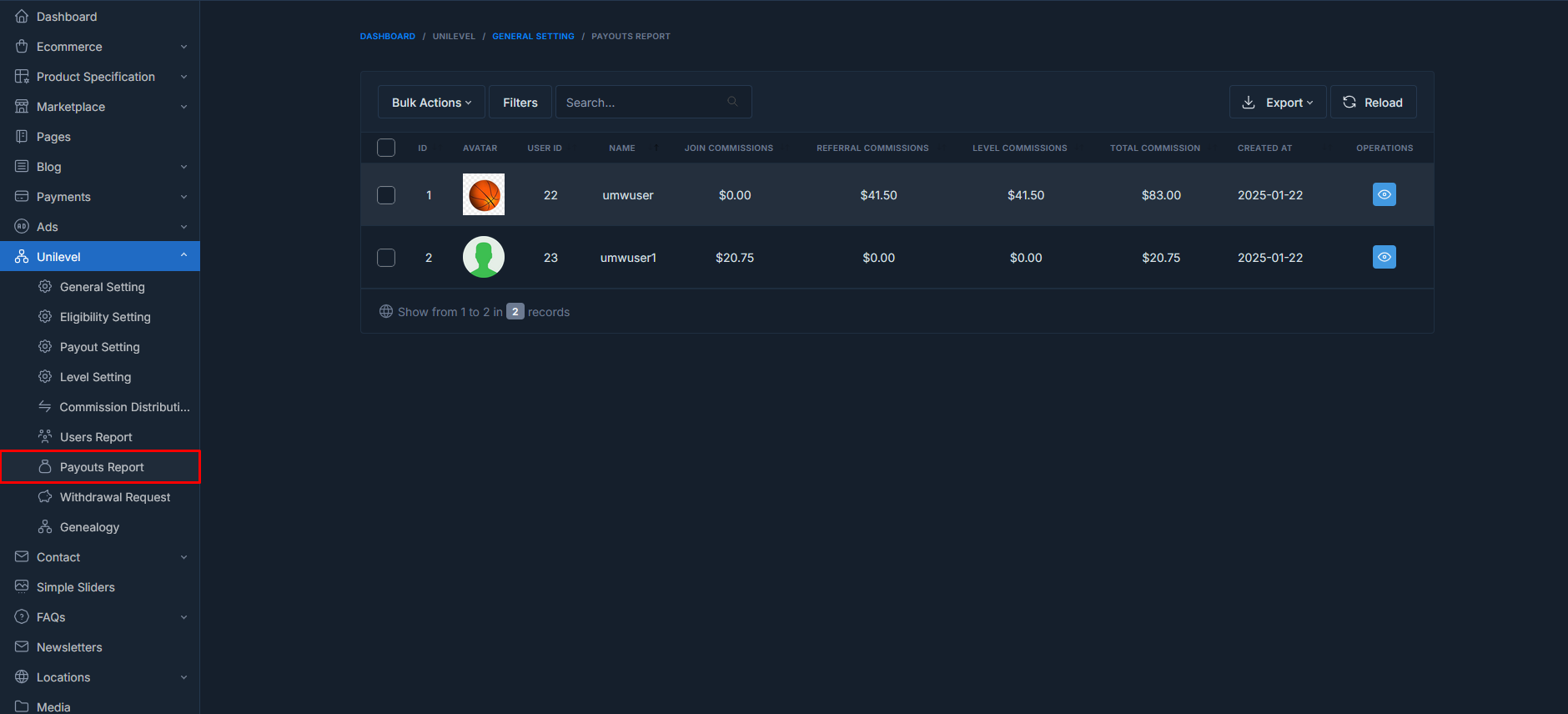 Unilevel mlm Run Payout