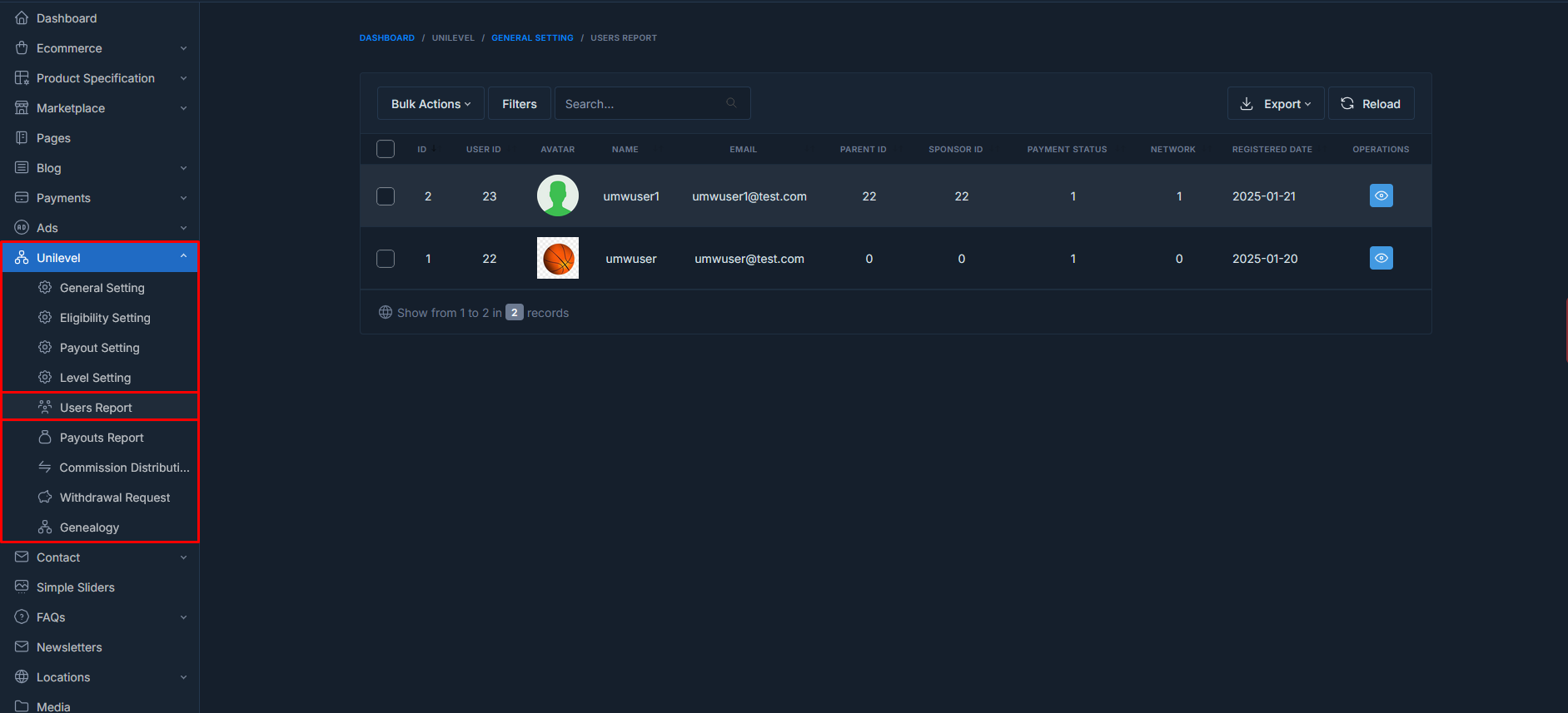 Unilevel mlm Run Payout